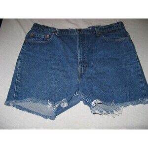 Mens Levis Denim Cut Off Blue jeans Shorts Jorts Vintage Size 36